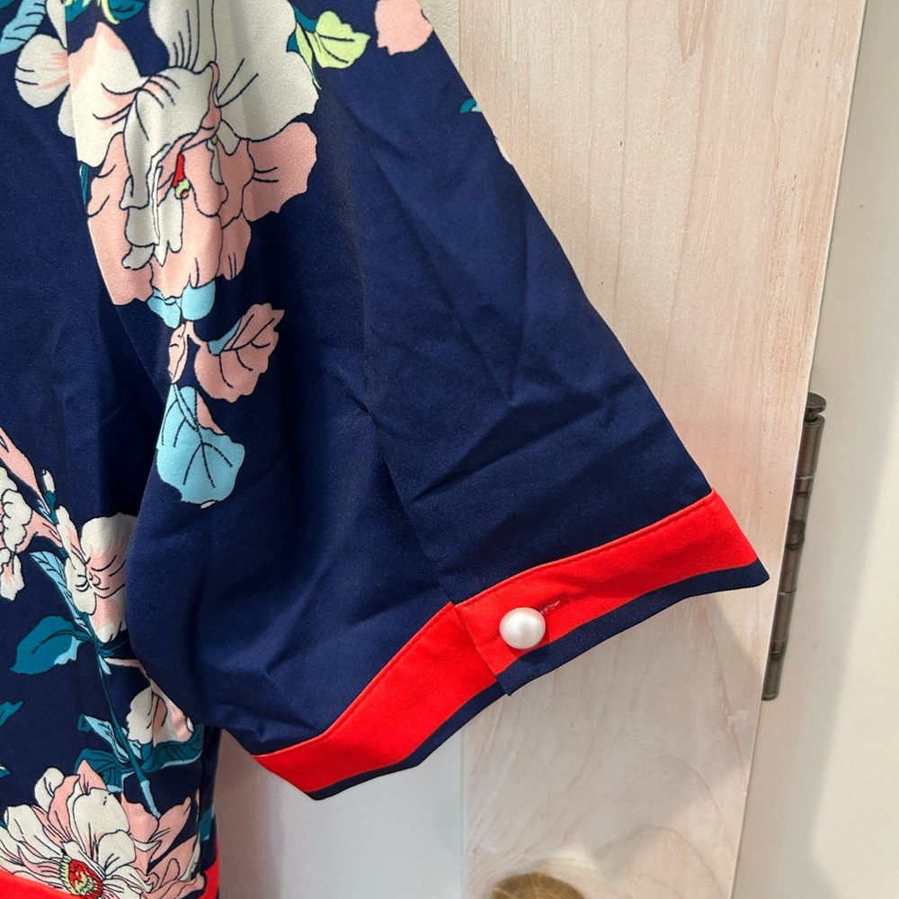 Lai Meng Five Cats Floral Navy and Red Dress Size 8 - Picture 8 of 10
